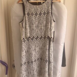 Kensie Cream Lace Midi Dress with Black Lining